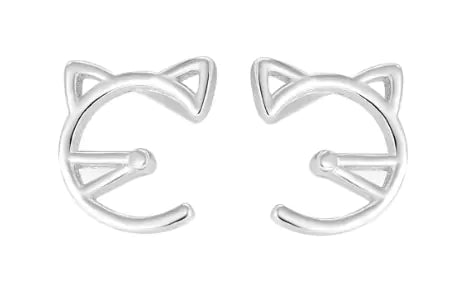 925 Silver Cat Ear Studs – Elegant, Lightweight Earrings for Cat Lovers