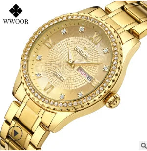 WWOOR Diamond Women’s Fashion Gold Quartz Watch