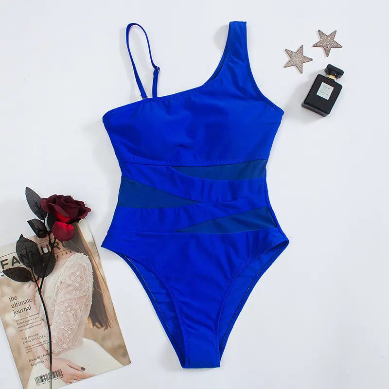 Sexy Shaping Solid Color Mesh Backless One-Piece Bikini