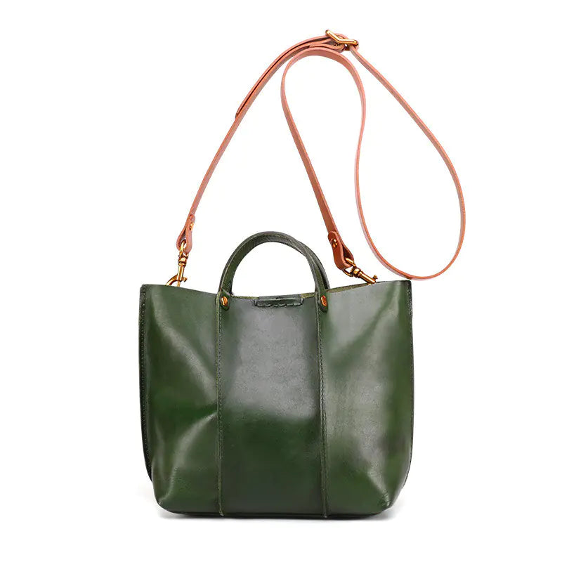 Layered Leather Handbag – Premium Cowhide Shoulder Messenger Bag in Six Timeless Colors