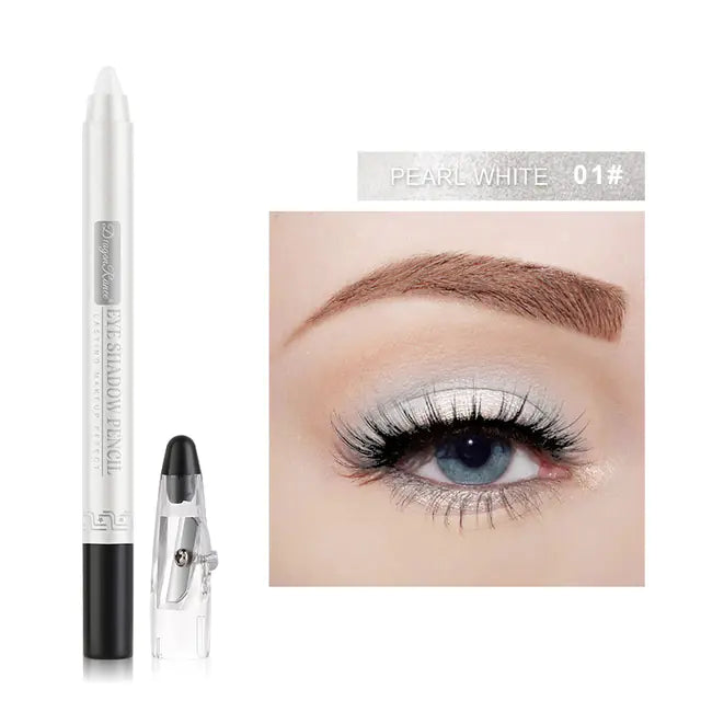 Waterproof Pearlescent Silkworm Eyeshadow Pen – 12 Shades of Long-Lasting Shine with Built-in Sharpener