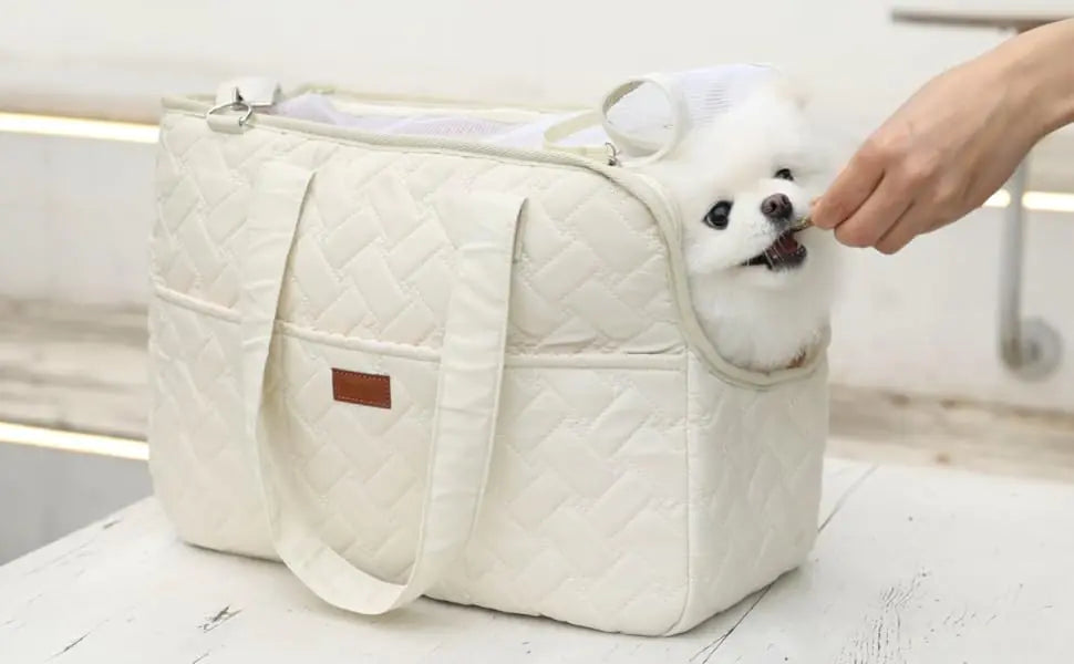 Quilted Pet Carrier Handbag – Lightweight Travel Bag for Cats & Small Dogs
