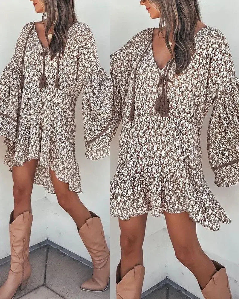 Welcome Spring in Style with Our Long V-Neck Floral Sleeve Top