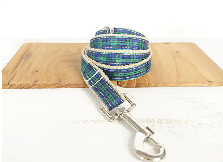 Plaid Pet Leash and Collar Set – Durable & Stylish Polyester Walking Accessory (Sizes XS–XL)