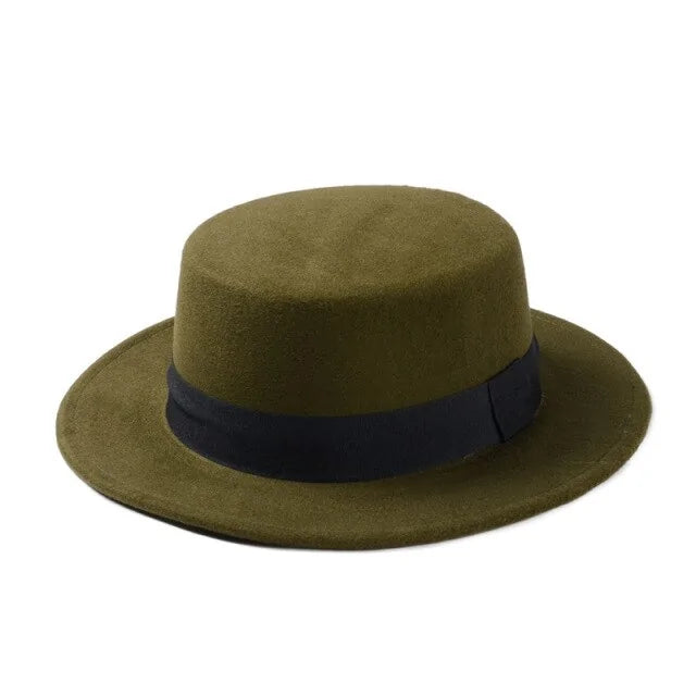 Flat Top Wool Hat for Men