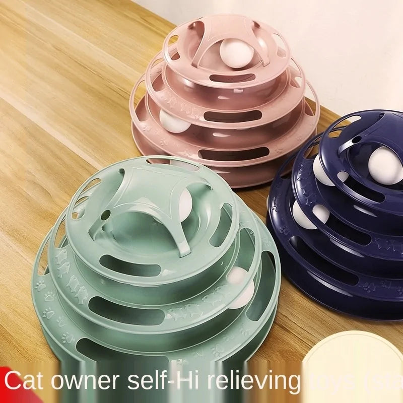 Turntable Balls 4-Layer Play Track – Endless Fun for Your Cats!