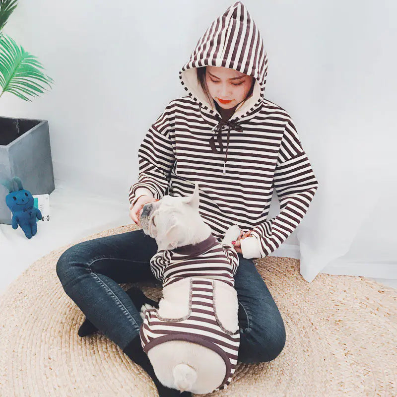 Striped Padded Sweater for Pet and Owner – Four-Legged Cozy Twinning Style (S–3XL Pet Sizes + One Size Adult Fit)