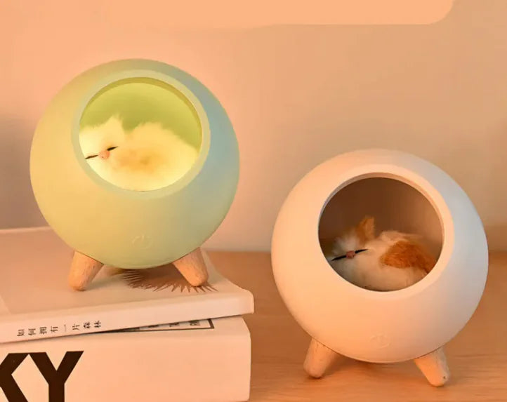 Cute Cat Night Light – USB Rechargeable Decorative Lamp for Bedroom, Nursery, or Office Desk