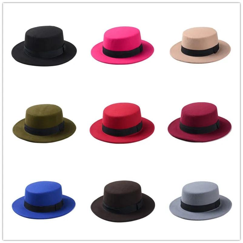 Flat Top Wool Hat for Men