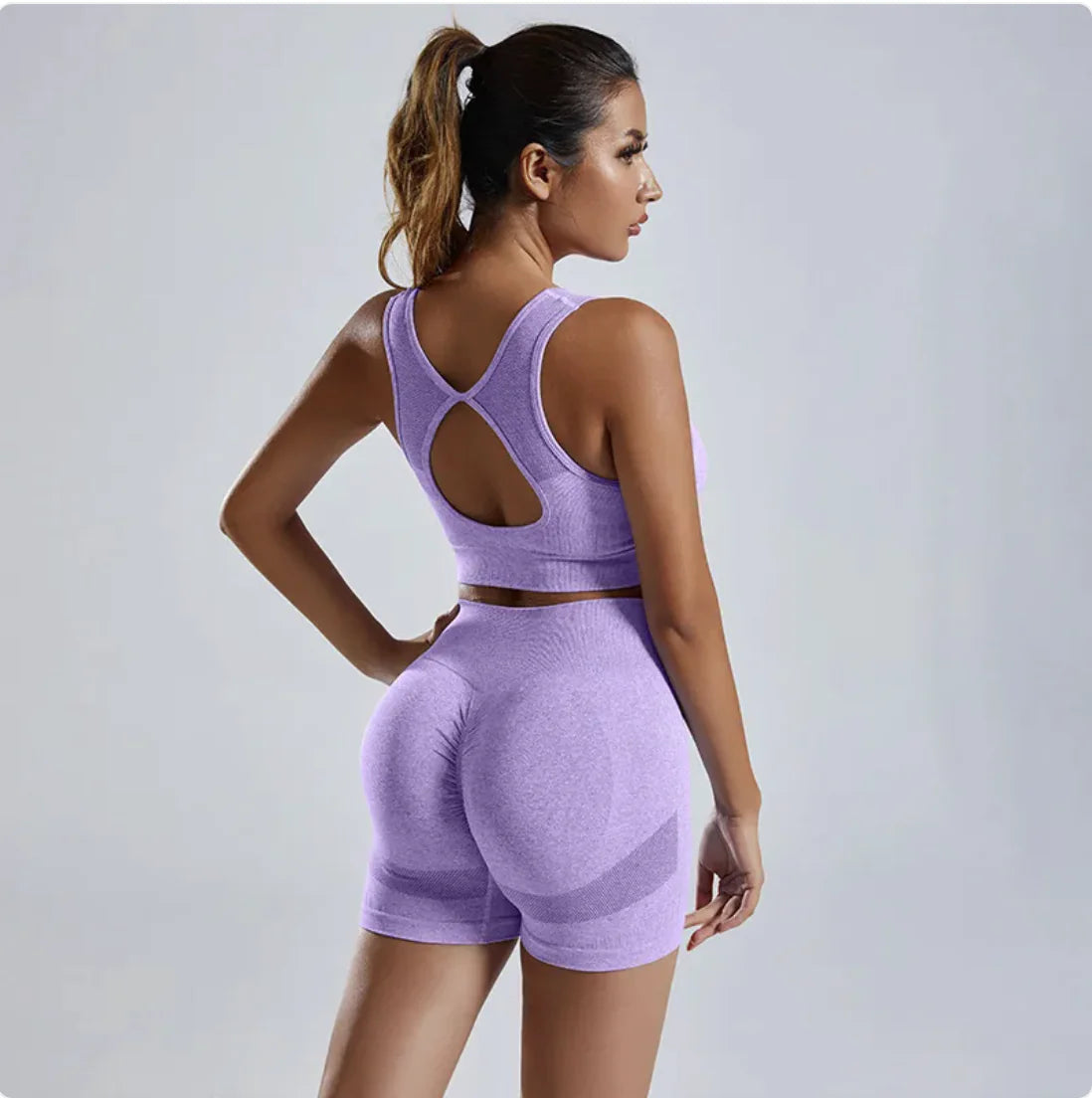 Seamless Knitted Yoga Set – Pullover Top & Pants