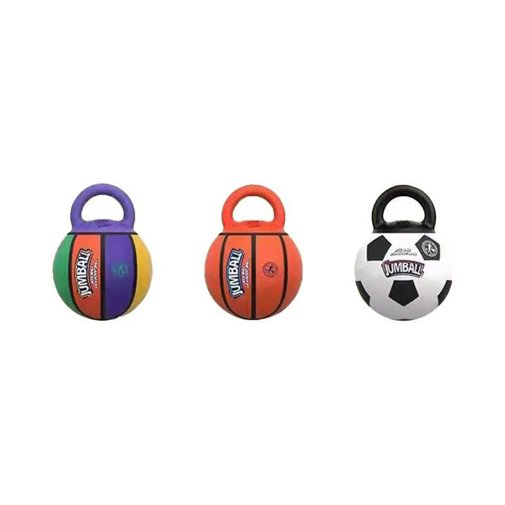 Dog Handle Ball Toy – Interactive Basketball & Football Style Rubber Toy for Medium to Large Dogs