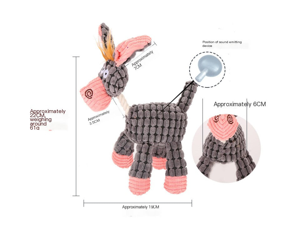 Interactive Plush Animal Dog Toys – Soft, Squeaky Training Companions in Gray, Beige, and Brown