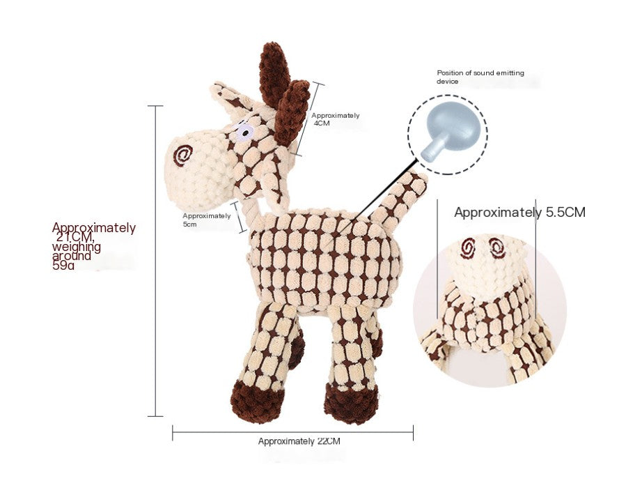 Interactive Plush Animal Dog Toys – Soft, Squeaky Training Companions in Gray, Beige, and Brown
