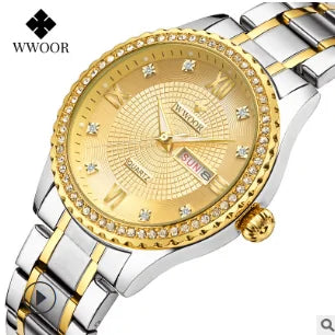 WWOOR Diamond Women’s Fashion Gold Quartz Watch
