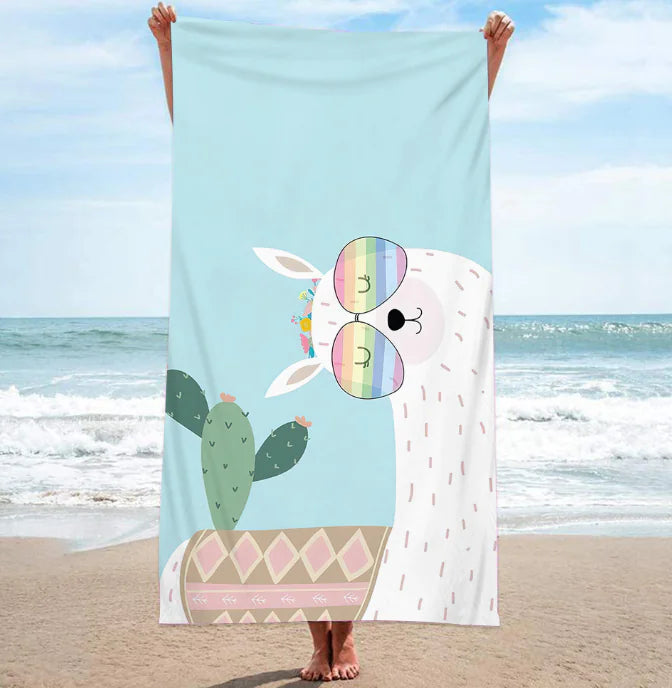 Double-sided Smiling Face Love Ice Cream Printing Beach Towel – Cotton Versatile Towel for Beach, Yoga & Decor