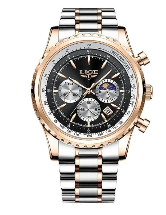 Lunar Elite Men’s Multifunction Quartz Watch: Where Elegance Meets Functionality