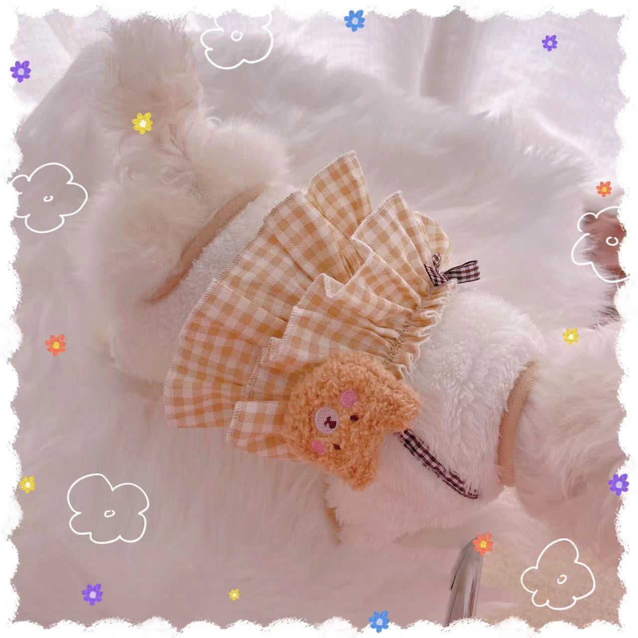 Coffee Bear Fleece Dog Outfit – Four-Legged Coral Fleece Pet Clothes (Japanese Korean Style, XXS–2XL)