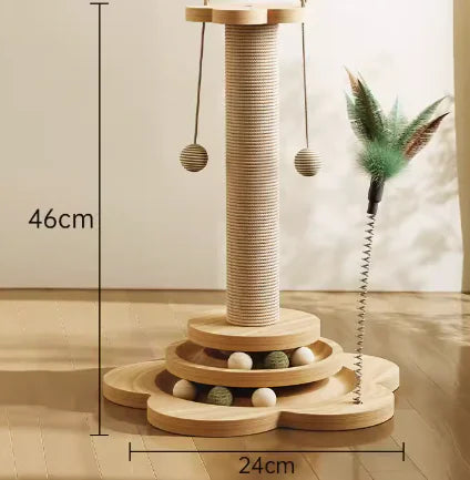 Durable Cat Scratching Post – Sisal-Wrapped Scratch Pole with Stable Base for Claw Care and Play