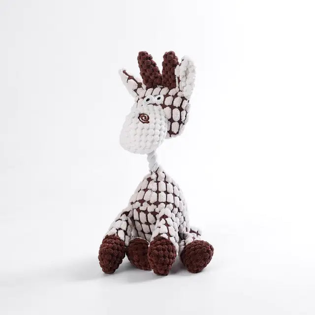 Interactive Plush Animal Dog Toys – Soft, Squeaky Training Companions in Gray, Beige, and Brown