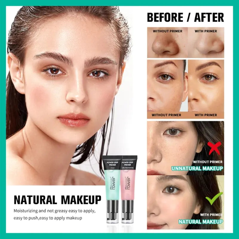 Power Grip Makeup Primer Gel – Hydrating & Smoothing Base (Clear & Niacinamide Pink, 24ml)