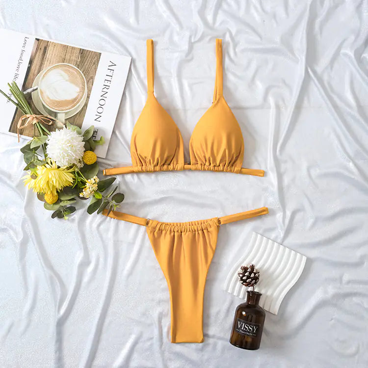 Double-Layer Bikini – European Style Two-Piece in Chic Summer Shades
