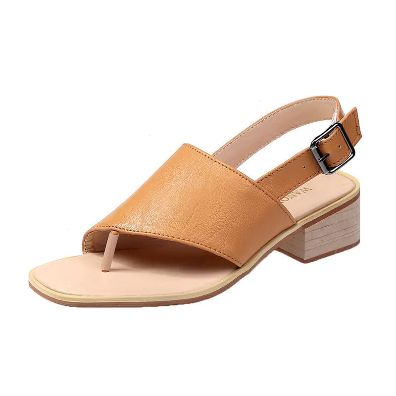 Fashion Herringbone Chunky Heel Sandals – Elegant, Versatile, and Built for All-Day Comfort