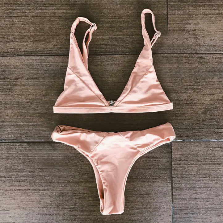 Summer Bikini Collection – Stylish Two-Piece Swimsuits in Vibrant Colors (Sizes S–L)