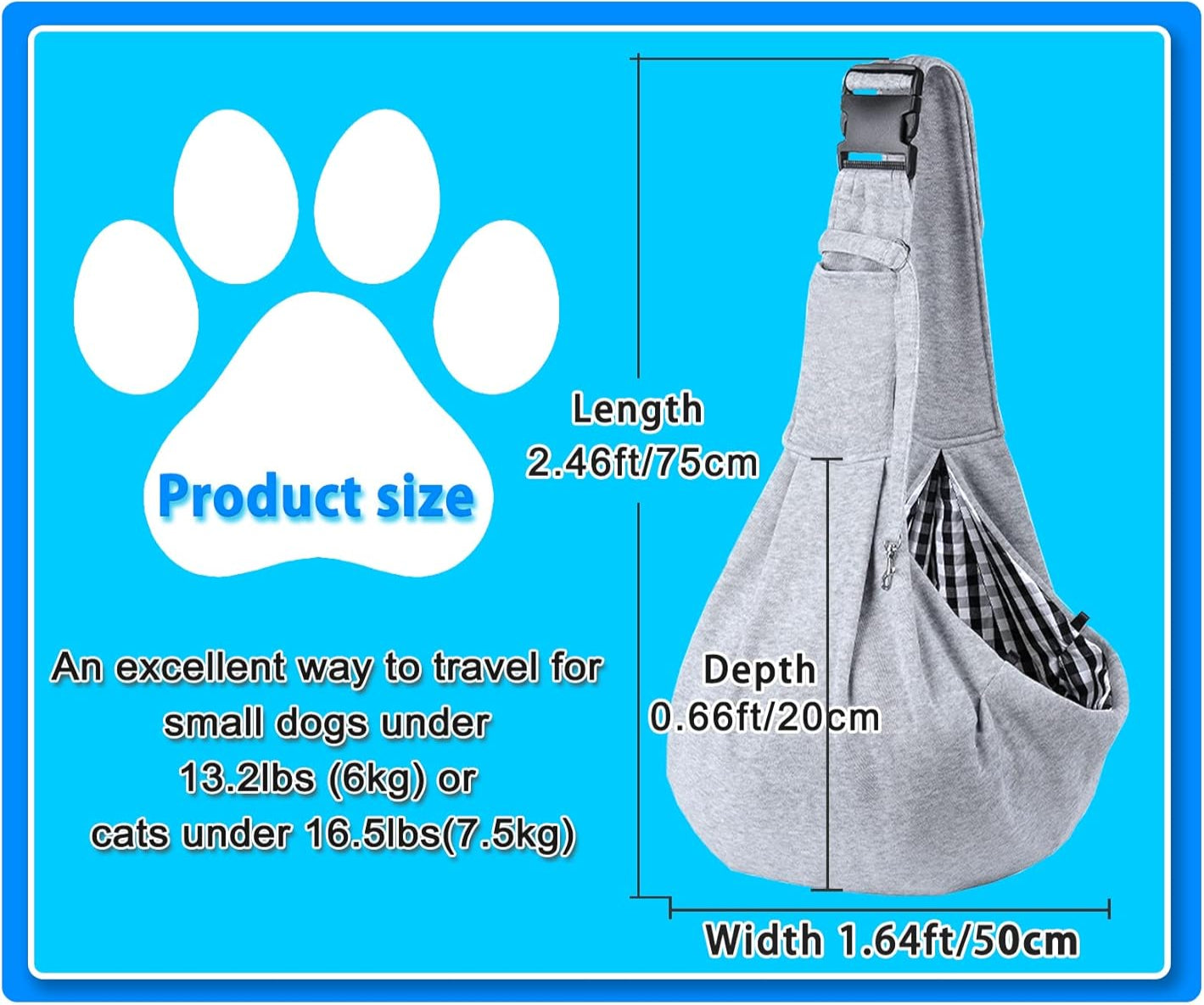 Pet Sling Carrier – Hands-Free Travel Bag for Small Dogs & Cats