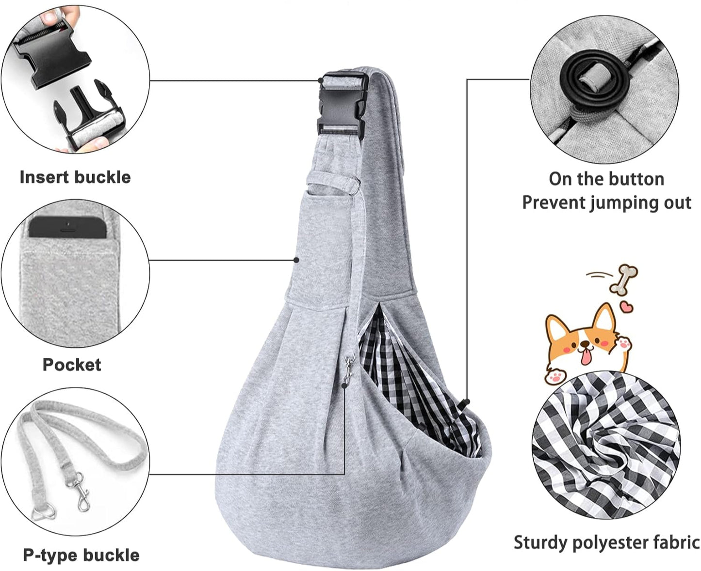 Pet Sling Carrier – Hands-Free Travel Bag for Small Dogs & Cats
