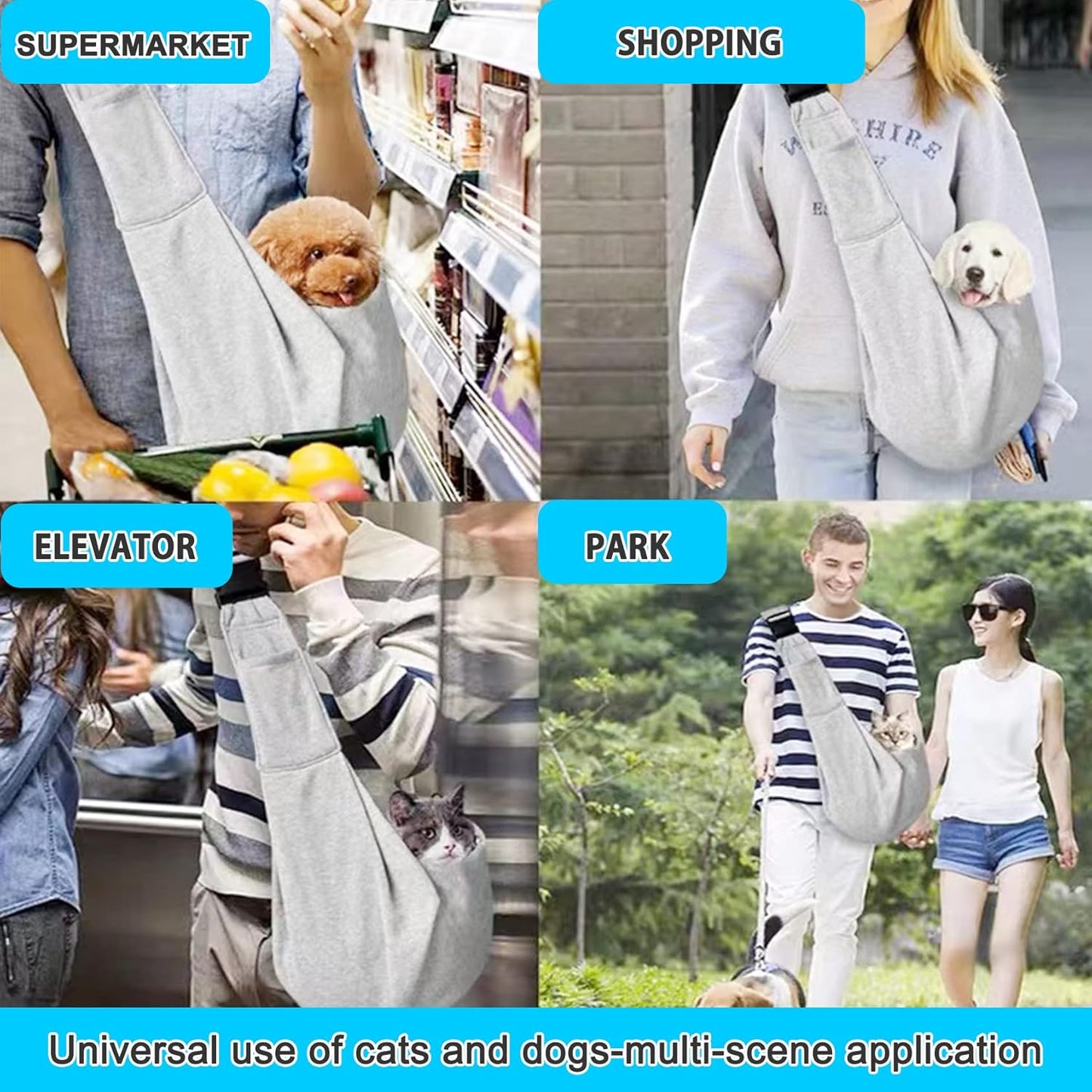 Pet Sling Carrier – Hands-Free Travel Bag for Small Dogs & Cats