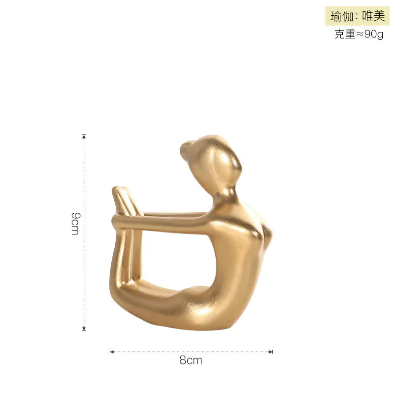 Nordic Minimalist Yoga Girl Figurine – Resin Modern Home Decor Sculpture