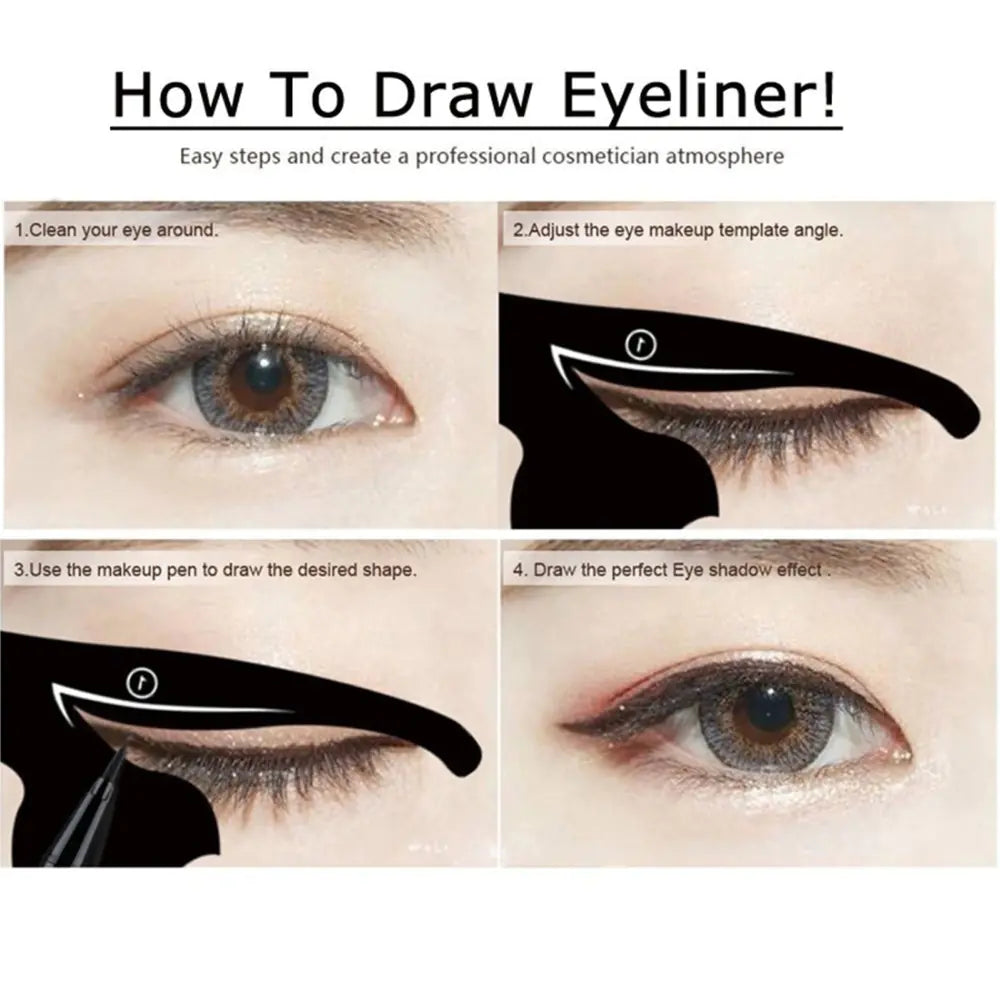 Cat Eye Makeup Tool Set – Dual Cat Stencil Design for 10 Eye Looks (Lightweight & Portable)
