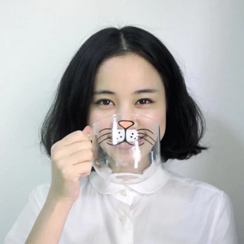 Whimsical Cat Mustache Glass Cup – Playful Drinkware for Cat Lovers & Gift-Giving Fun