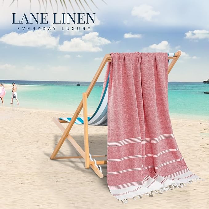LANE LINEN Turkish Beach Towels – Premium 6-Pack of Oversized, Lightweight Summer Essentials