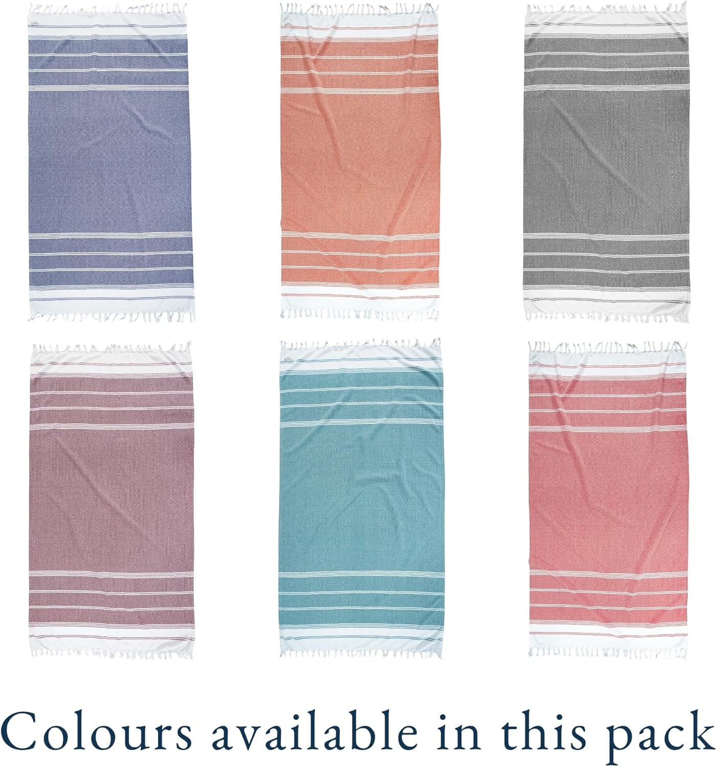 LANE LINEN Turkish Beach Towels – Premium 6-Pack of Oversized, Lightweight Summer Essentials