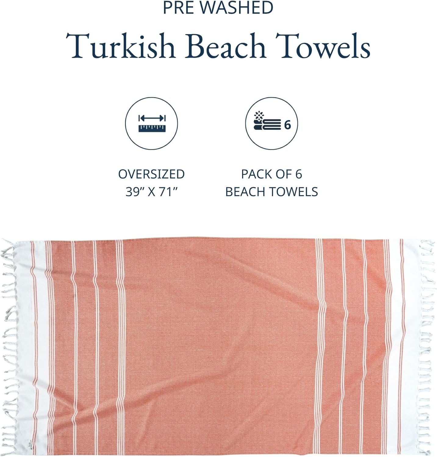 LANE LINEN Turkish Beach Towels – Premium 6-Pack of Oversized, Lightweight Summer Essentials