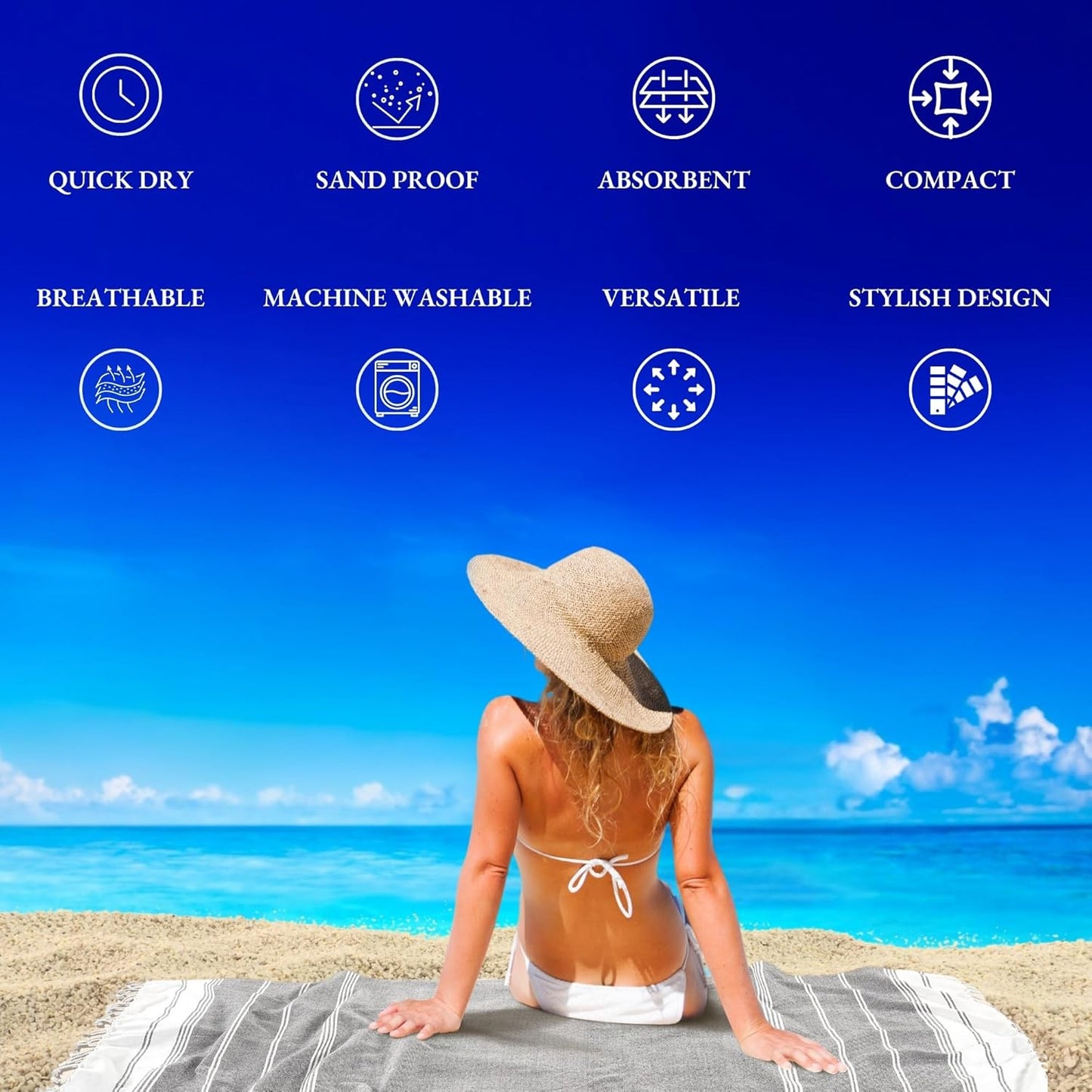 LANE LINEN Turkish Beach Towels – Premium 6-Pack of Oversized, Lightweight Summer Essentials