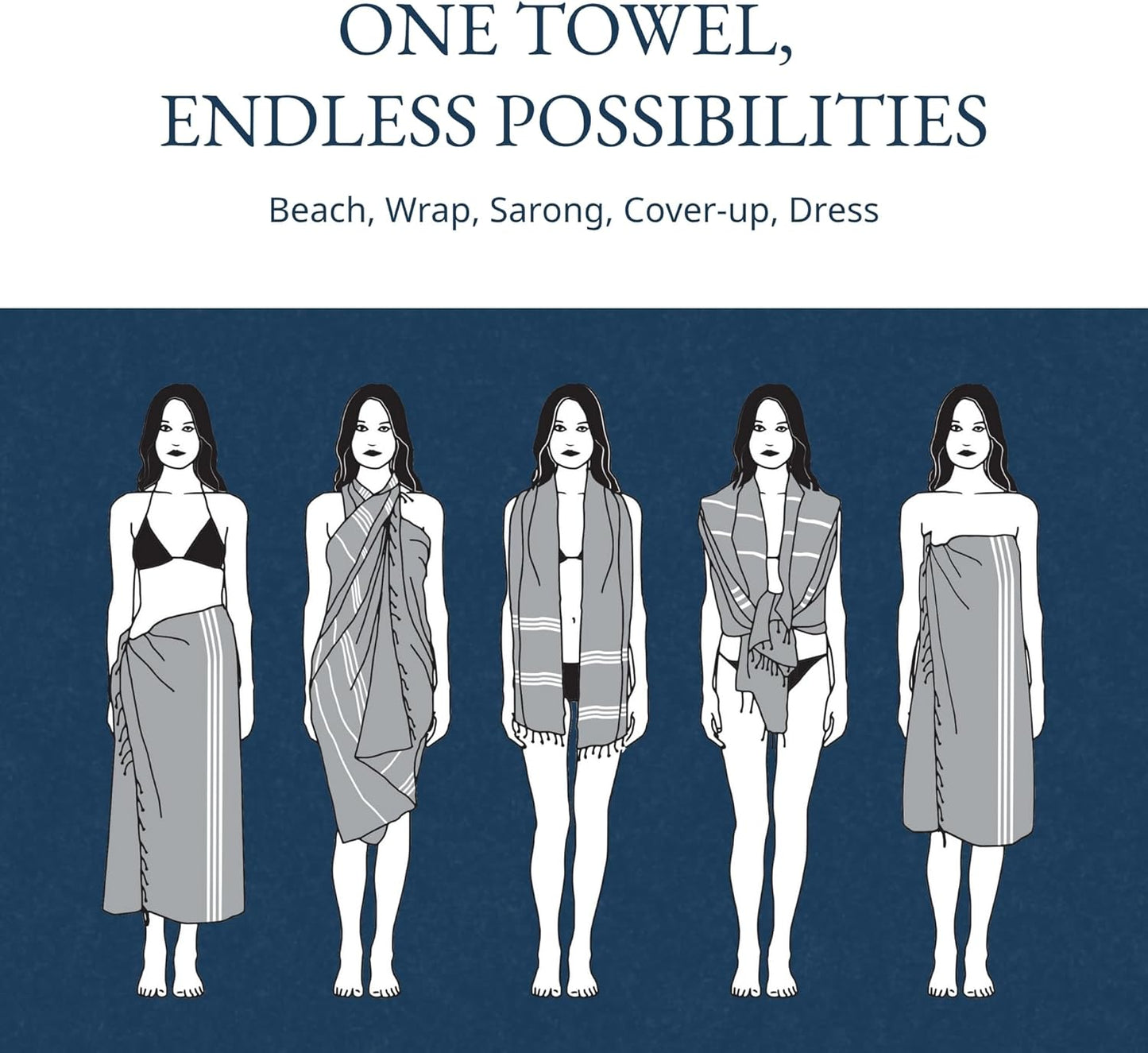 LANE LINEN Turkish Beach Towels – Premium 6-Pack of Oversized, Lightweight Summer Essentials
