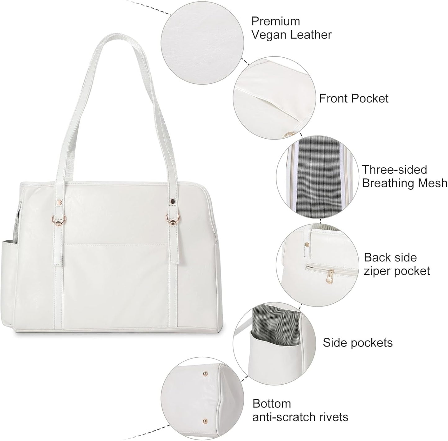 Fashion Vegan Leather Pet Carrier Purse – Travel-Ready Tote for Small Dogs & Cats