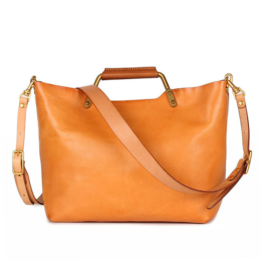 Layered Leather Handbag – Premium Cowhide Shoulder Messenger Bag in Six Timeless Colors