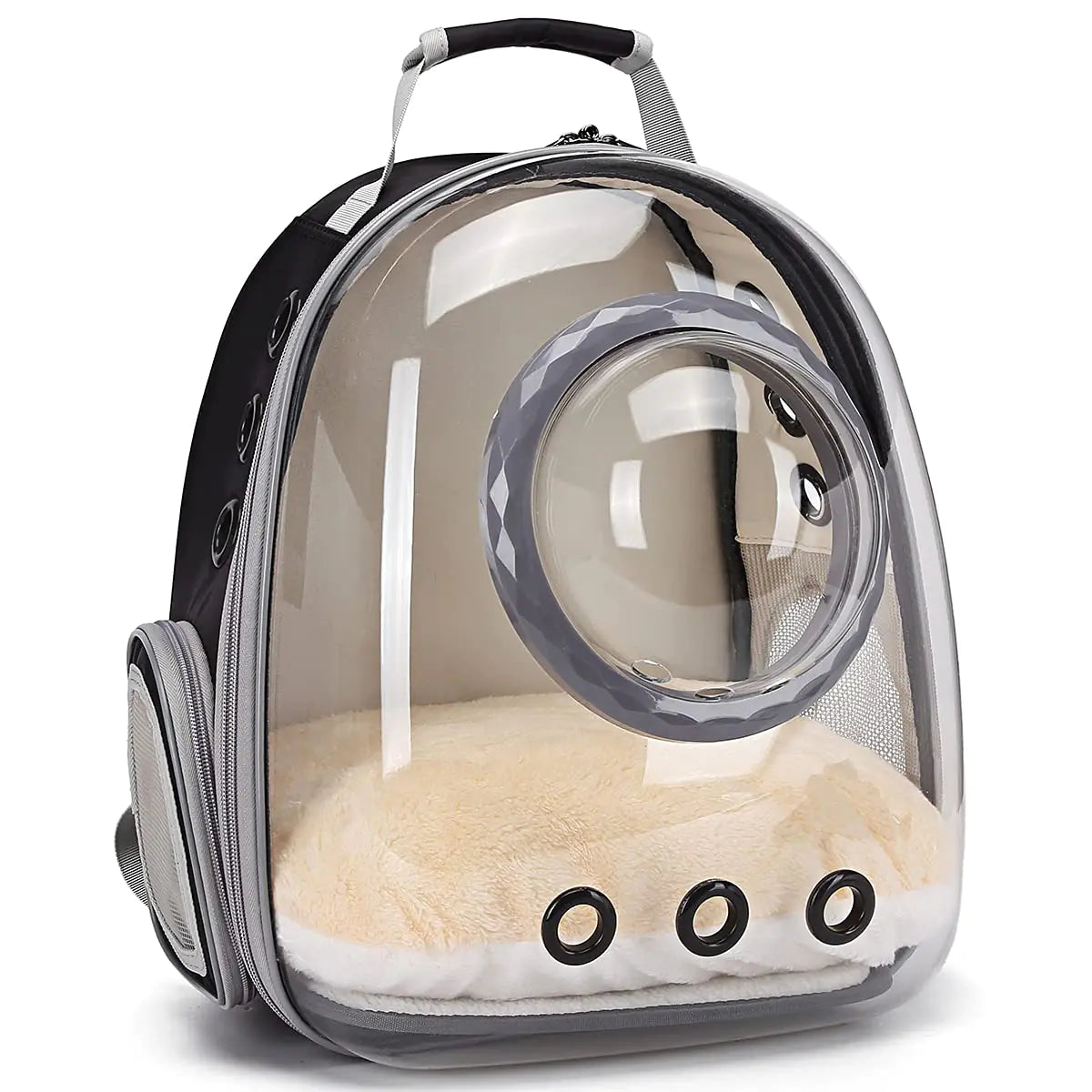 Bubble Cat Carrier Backpack – Transparent Space Capsule Travel Bag for Cats & Small Pets (Black)