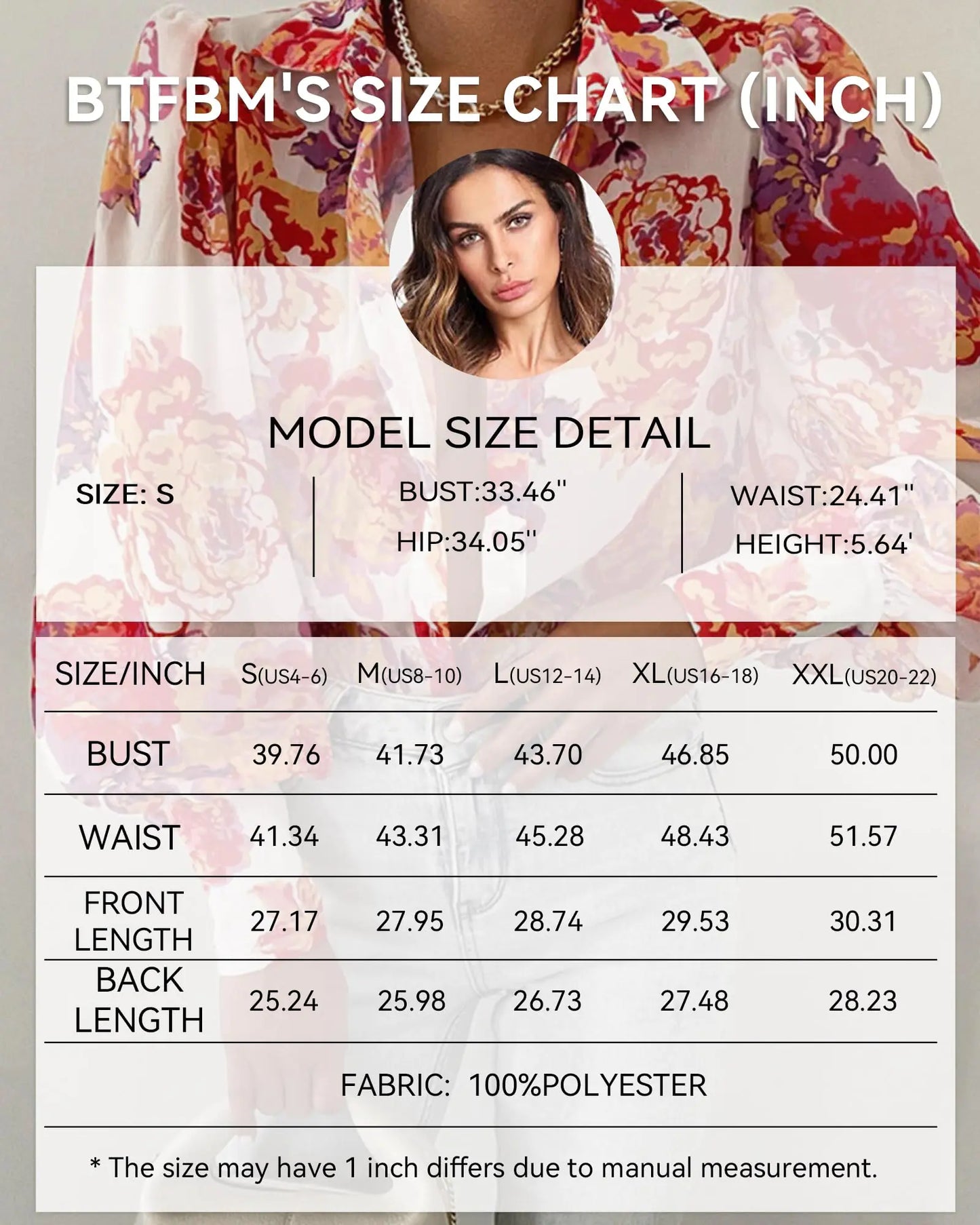 BTFBM Women Fashion Button Down Shirts Lapel V Neck Printed Solid Boho Long Sleeve Blouses Dressy Casual Summer Fall Top X-Large Floral White Red