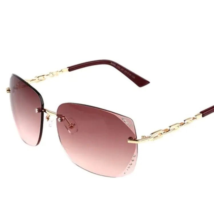 Frameless Oversized Diamond Sunglasses – Lightweight UV400 Fashion Shades for Women (4 Colors)
