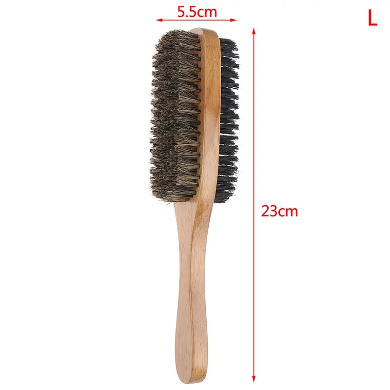 Men Boar Bristle Hair Brush – Natural Wood Beard & Hair Styling Tool with Curved Handle (Available in Small, Medium, Large Sizes)