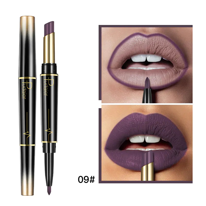 Double Lipstick Lip Liner – 2-in-1 Matte Lipstick and Rotating Liner
