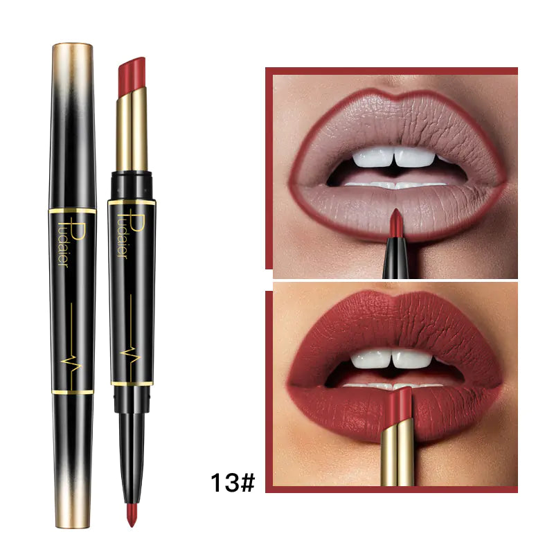 Double Lipstick Lip Liner – 2-in-1 Matte Lipstick and Rotating Liner