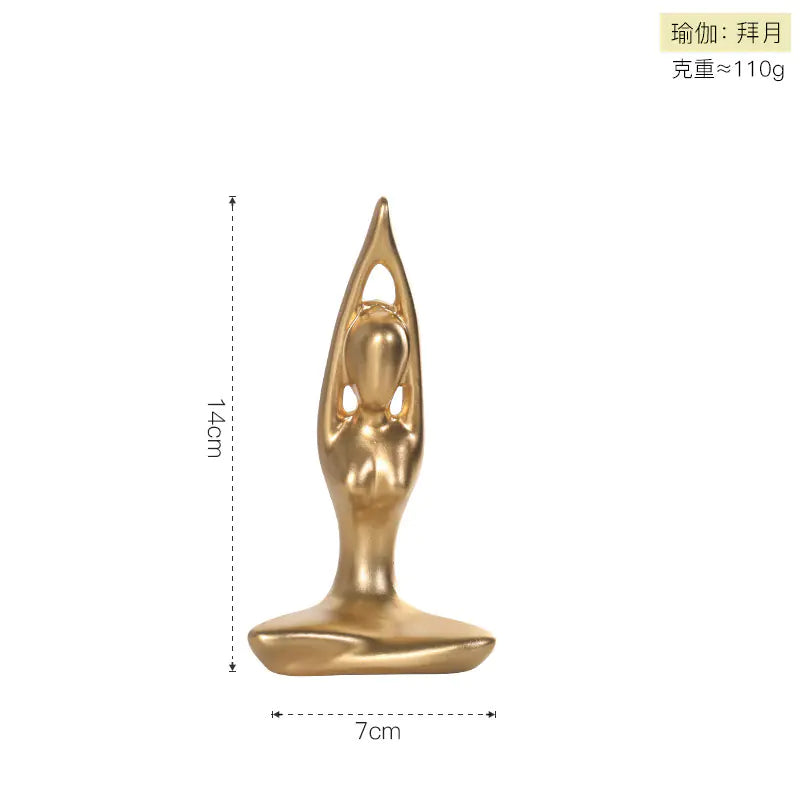 Nordic Minimalist Yoga Girl Figurine – Resin Modern Home Decor Sculpture