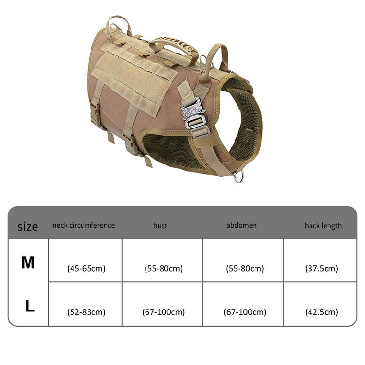 Combat Dog Harness – Heavy-Duty Chest Vest for Large Dogs with Handle and Leash Attachment (M & L Sizes)