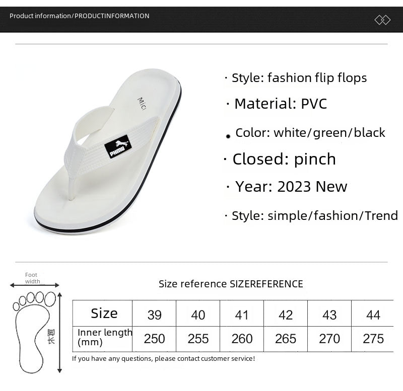 Men’s PVC Flip-Flops – Anti-Slip, Durable, and Beach-Ready Style