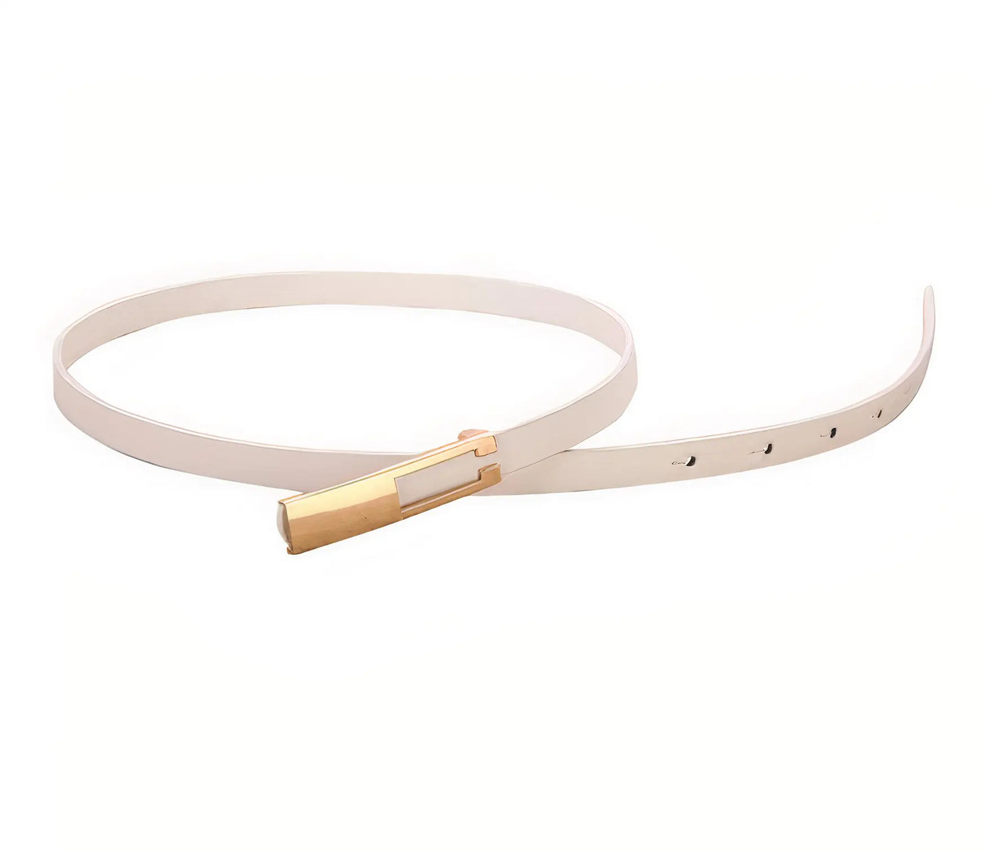 Luna Belt – Skinny Vegan Leather Belt with Gold Buckle